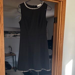 Grace Karin Elegant Black Mini Dress with Silver Details